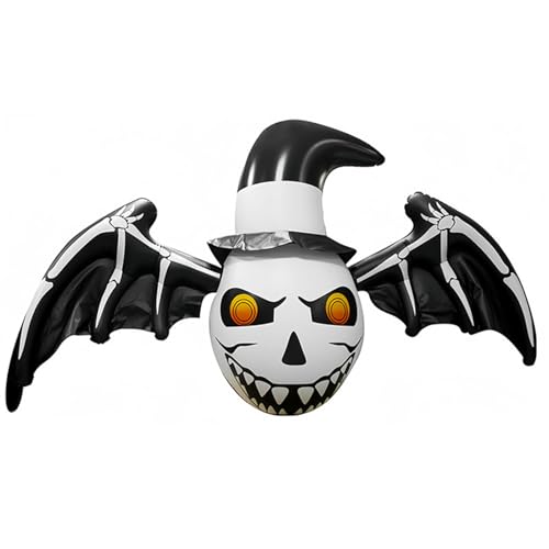 Halloween Inflatable Ghost with Bat Variation - Outdoor Decor with LED Lights