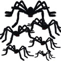 Halloween Giant Spider Decorations 6 Pack - Realistic Black Scary Spiders for Yard & Home Halloween Decor