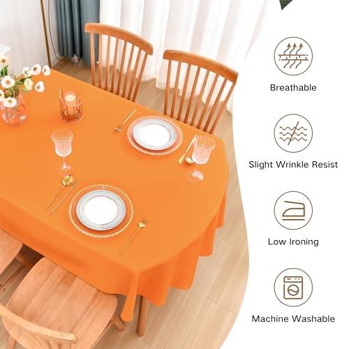 Oval Tablecloth 60 x 120 Inch Polyester Fabric in Orange - Variation of THIS listing