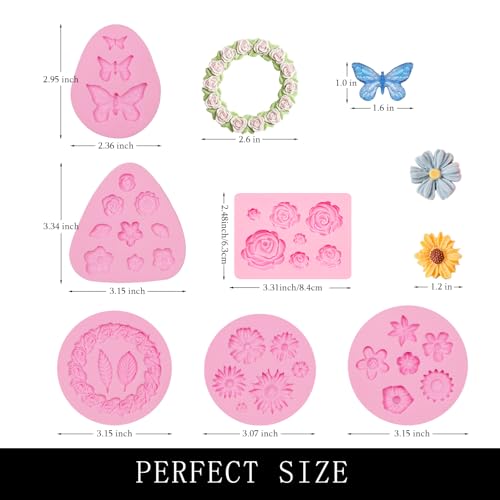 Butterfly & Flower Silicone Molds - 6 Pack for Cake, Cupcakes & Decorations - Variation of THIS listing