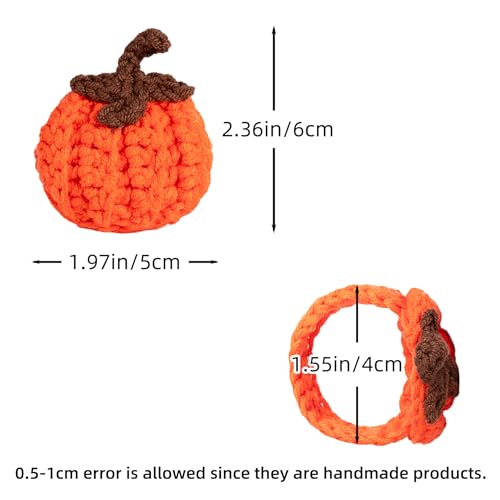 Orange Pumpkin Napkin Rings Set of 4 Fall Thanksgiving Crochet Table Decor