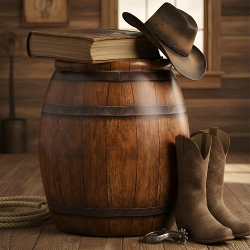 Western Cowboy Inflatable Barrel Decorations - 2 Pack, Rustic Wild West Party Props