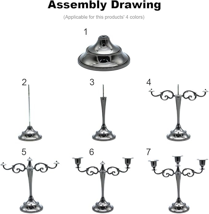 Black Glossy 3-Arm Halloween Candelabra Taper Candle Holder - Seasonal Decor