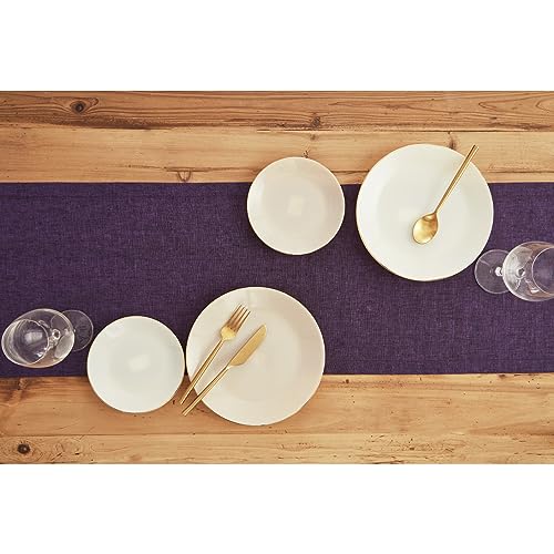 Pure Linen Table Runner Grape 14 x 132 Inch - Handcrafted, Machine Washable, Elegant Dining Accessory - Variation of Athena 23
