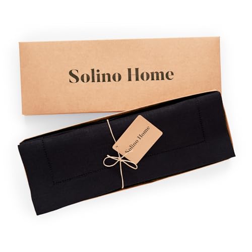 Black Linen Placemats Set of 4 - 14x19 Inches, Medium Weight, Handcrafted