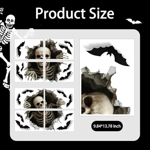 Halloween Skeleton Wall Stickers 3D Spooky Decals for Haunted House & Party Decor