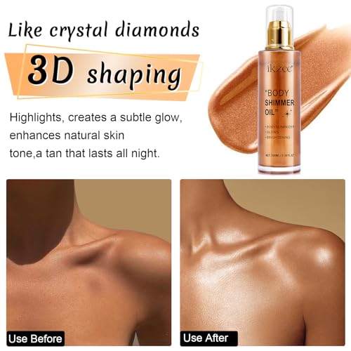 Body Shimmer Oil 100ml - Golden Brown Long Lasting Moisturizer & Illuminator