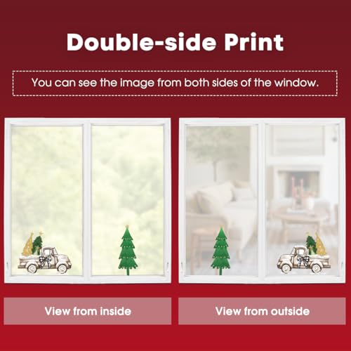 Christmas Window Cling Stickers - 68 PCS Holiday Tree Decorations, Track Christmas Tree Variation