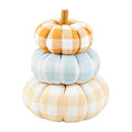 Gingham Stacked Pumpkins Decor - 15 Inch Fall Woven Cotton Halloween