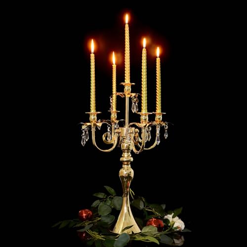2pcs Gold 5-Arm Candelabra Centerpiece - Elegant Metal Candle Holders for Weddings & Events Variation of 5Arm / Gold / 2