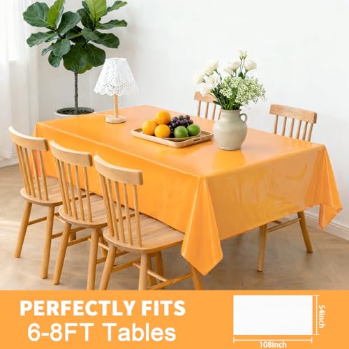 Vyntra 8 Pack Orange Disposable Tablecloths for Fall & Halloween Parties