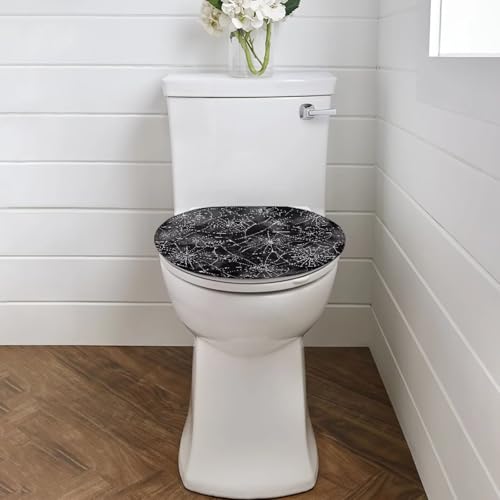 Spider Web Toilet Seat Cover Halloween Bathroom Decor - Elastic Fit, Machine Washable