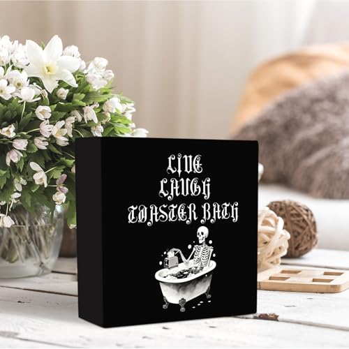 Dark Academia Skeleton Wooden Sign Decor - Funny Gothic Bathroom Wall Art