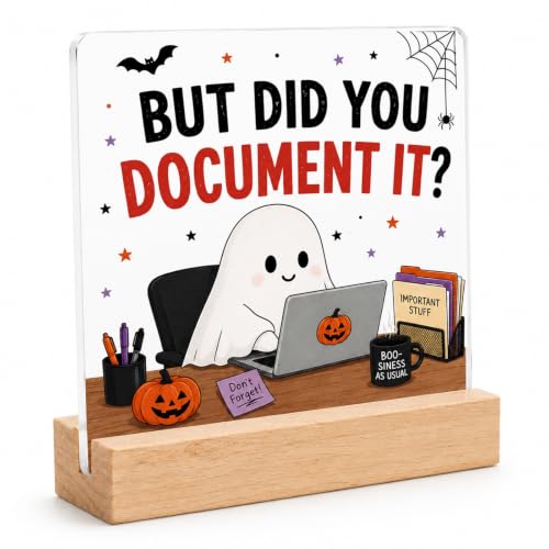 Halloween Desk Sign for Office - Funny Coworker Gift - Clear Variation