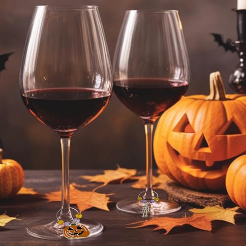 Halloween Wine Glass Charms Set - 50 Reusable Drink Markers for Stemware, DIY Wedding & Bachelorette Party Accessories