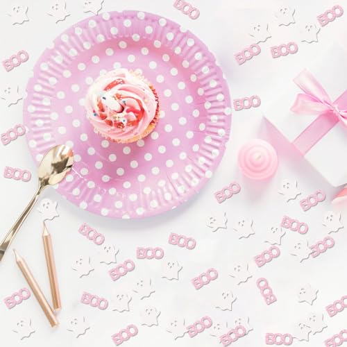 Halloween Baby Shower Confetti - Pink Ghost Party Table Decorations, 120 Pieces