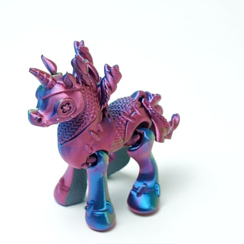 RGB 3D Printed Unicorn Toy Figurine - Flexible Joint Fantasy Decor & Fidget Gift