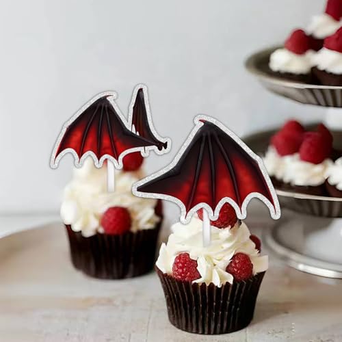 18pcs Red Glitter Dessert Cupcake Topper Picks for Birthday Party Decorations