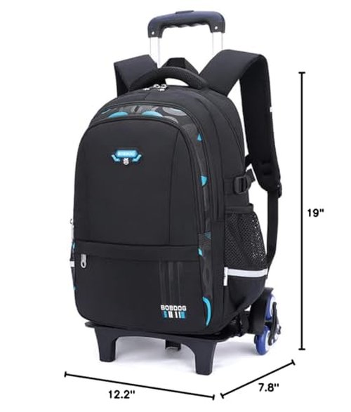 LANSHIYA Boys Rolling Backpack Elementary Middle School Students Bookbag with Wheel Teens Trolley Removable Schoolbag