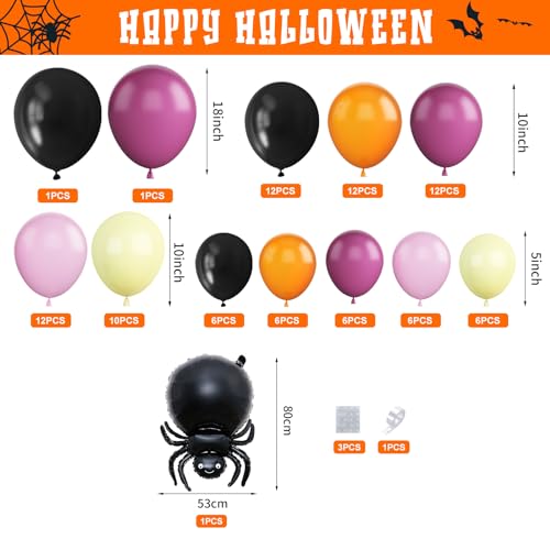 Halloween Balloons Garland Kit with Foil Ghost Spider Bat & Pastel Balloons