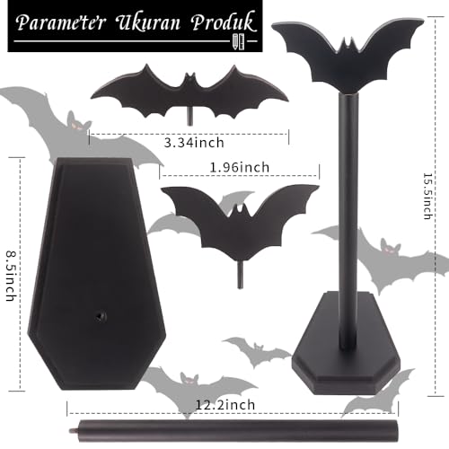 Gothic Bat Paper Towel Holder with Coffin Base - Halloween Kitchen Decor