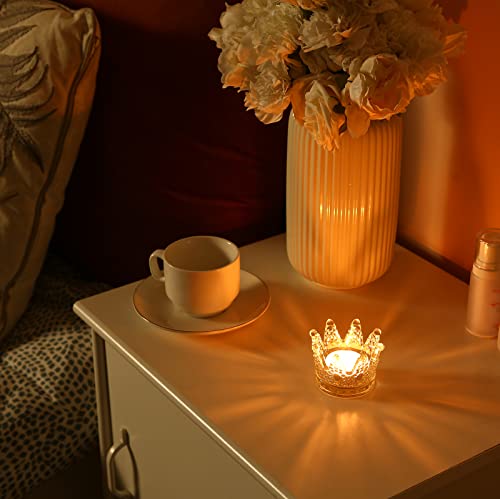 Clear Glass Crown Tealight Candle Holders Set of 12 - Wedding & Party Decor