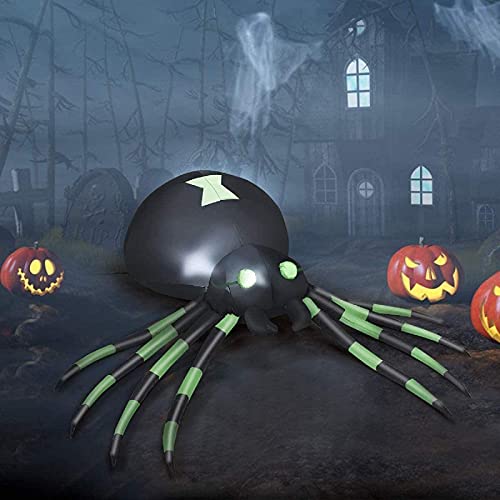 Inflatable Halloween Spider with LED Lights for Outdoor Indoor Yard Decor - 6 Ft