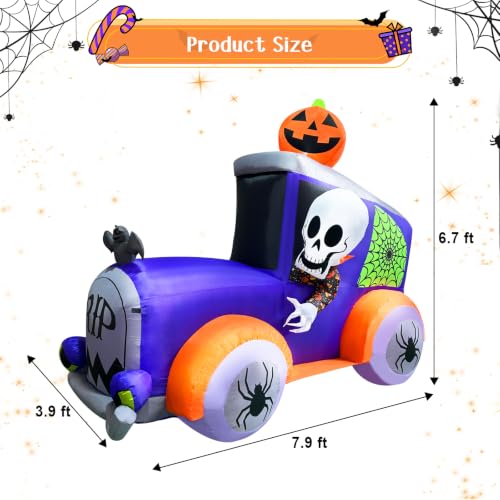 Inflatable Halloween Monster Truck Decoration with Skull Pumpkin & Spiders - Outdoor Lawn & Garden Decor
