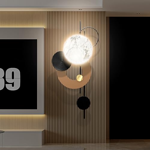 Large Metal Wall Decor with Light - Modern 3D Wall Art Sculpture - 46"L x 22"W