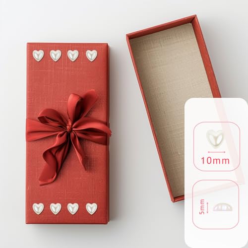 Heart-Shaped Pearl Stickers 10mm Self-Adhesive Gems for Crafts Makeup Nails - White