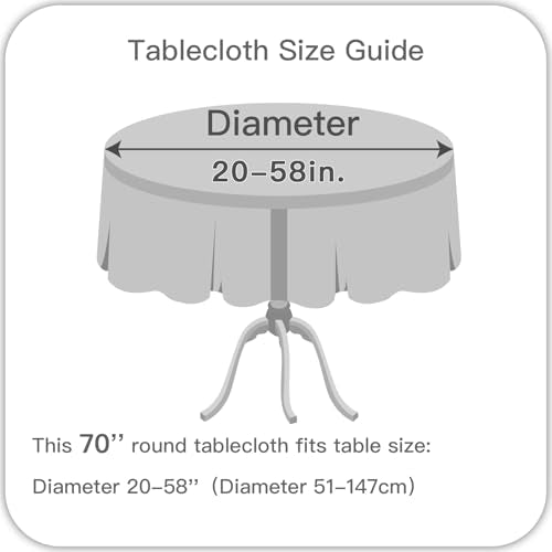 Maxmill 70-Inch Round Linen Textured Fall Tablecloth - Rust, Spill-Proof & Wrinkle-Free