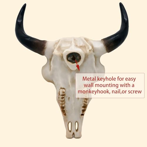 Faux Boho Cow Skull Wall Decor - 9.3 Inch Western Animal Head Ornament