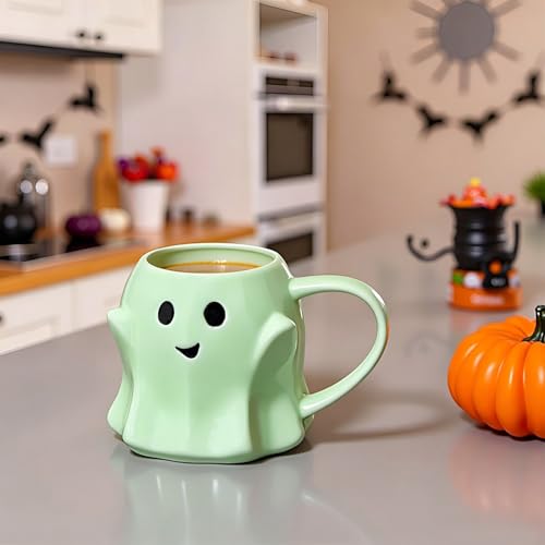 Green Halloween Ghost Mug 3D Ceramic Coffee Cup Novelty Drinkware