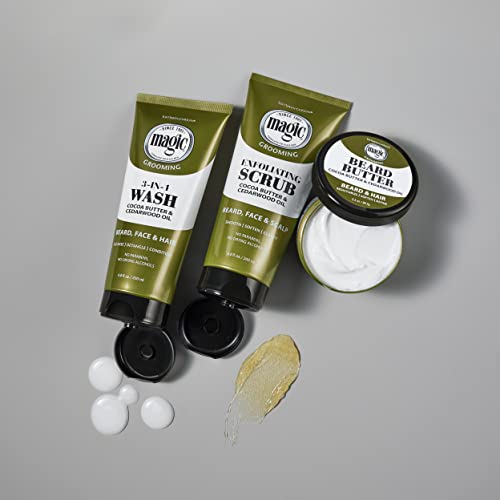 Softsheen-Carson Magic Shaving Beard Grooming Kit for Men with Cedarwood Oil, Includes Beard Butter, Scrub and Cleanser, Gift Set for Facial Hair Care,1 kit