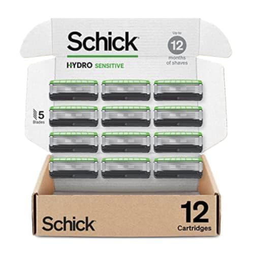 Schick Hydro Sensitive 5-Blade Razor Refill Pack of 12 for Men