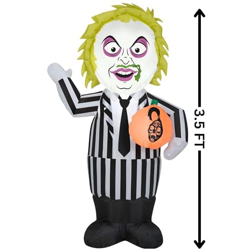 3.5 Ft Lighted Halloween Inflatable Beetlejuice Yard Decoration Outdoor Decor