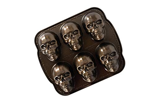 Halloween Skull Cakelet Pan - 11.8 x 10 Inch Bronze Cast Aluminum Bakeware