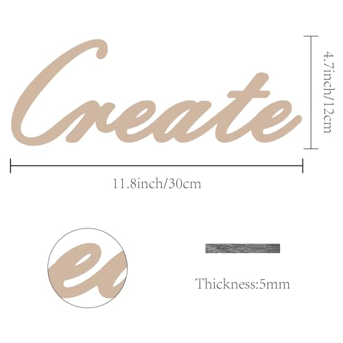 Create Laser Cut Wood Letter Sign Wall Decor - Unfinished Wooden Art, 11.8x4.7 Inches - Variation of THIS listing