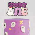 Spooky First Birthday Cake Topper - Ghost Theme Purple Glitter Halloween Decoration