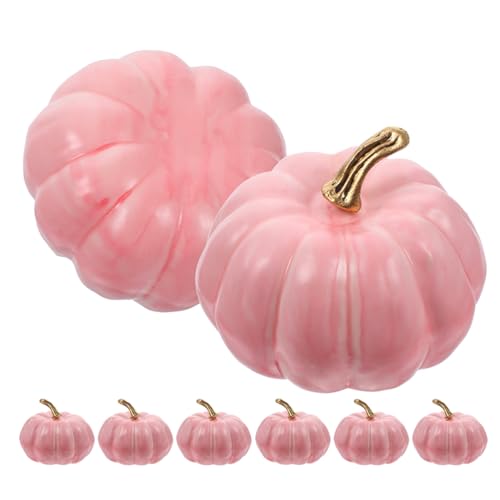Pink Foam Pumpkins Set - 8 Small Fall Halloween Thanksgiving Decor
