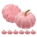 Pink Foam Pumpkins Set - 8 Small Fall Halloween Thanksgiving Decor