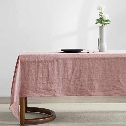 Everly Linen Tablecloth 60x108 Inches - Muddy Pink, Rectangular, Machine Washable