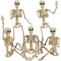 5 Pack Halloween Skeleton Decorations - Poseable Mini Skeletons for Spooky Party Decor