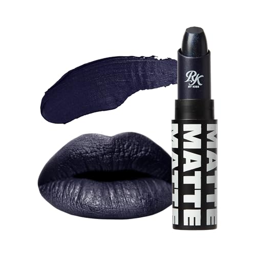 Lipstick Matte Finish Long-Lasting Highly Pigmented Full Coverage Lip Color - Black & Blue - Pack of 1