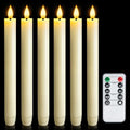Meigic Ivory 6-Piece Flameless Taper Candles with Remote Timer & Dimmer - 9.6 Inch LED Battery Candlesticks for Indoor Home & Wedding Decor
