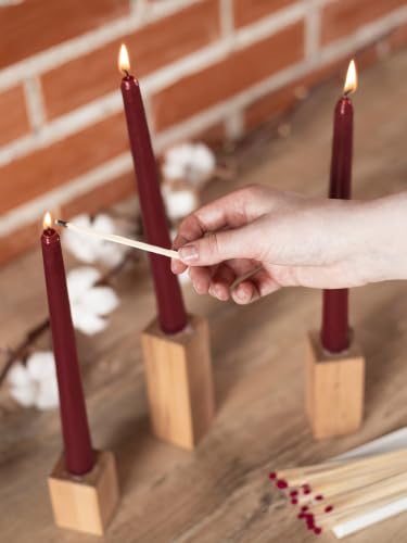 12 Inch Burgundy Taper Candles Set of 12 Unscented Dripless Christmas & Party Decor
