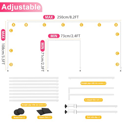 Adjustable Over The Table Arch Banner Stand with Clamps - White, 29-98 Inches