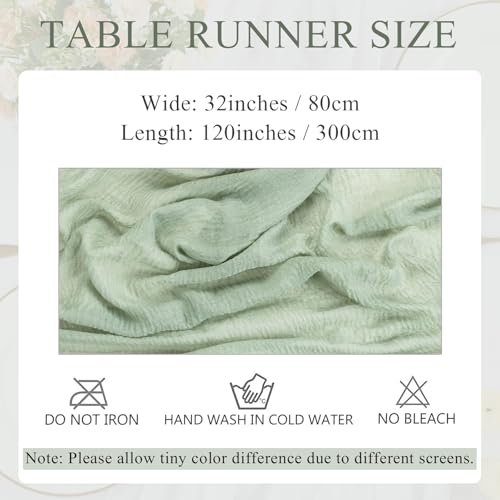 Sage Green Cheesecloth Table Runner 10ft - Rustic Boho Wedding & Party Decor
