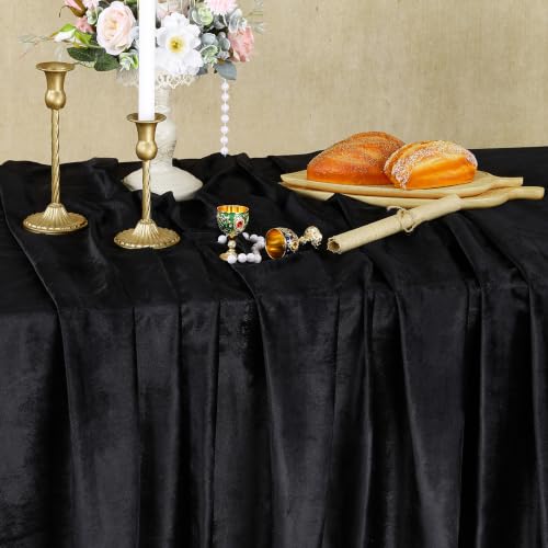 Black Velvet Tablecloth 55x120 Inch Rectangular Halloween Luxury Table Cover - QueenDream