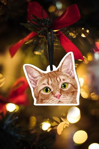 Acrylic Hanging Ornament for Christmas Tree Holiday Decor - Orange Tabby Kitten Cat